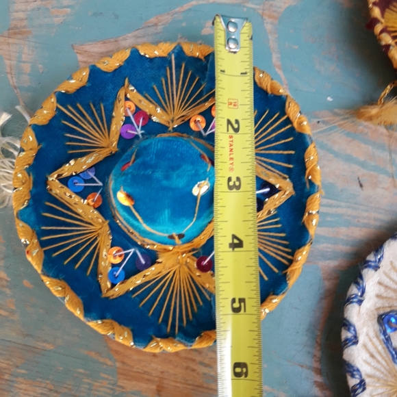 Hats 3 handmade sombreros Miniature  Mexican Hats Christmas Decorations Velvet - Picture 8 of 8